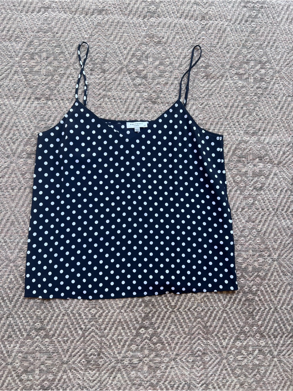 Equipment Womens Small 100% Silk Camisole Black White Polka Dot Cami Tank